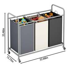 Giỏ đựng đồ giặt 3 túi, giỏ đựng đồ giặt, xe đẩy sắp xếp đồ giặt, có bánh xe có thể khóa chịu lực và túi có thể tháo rời, áo mùa xuân, tối giản, mùa hè - Thập cẩm - Xem 6