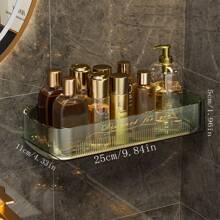 Acrylic Bathroom Storage Rack, Wall Mounted Vanity Organizer,Makeup Cosmetic Shelf For Bathroom - White - View 11