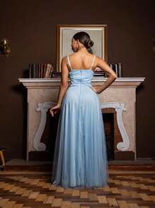 Gabriela Brilliant Tulle Side Cross Dress - Celeste - Ver 4