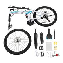 26" Folding Bike Full Suspension Mountain Bike 21 Speed For Mens/Womens - Blue+White - View 3