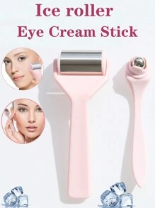 2pcs/Set Beauty Care Kit - 304 Stainless Steel Facial Massage Roller & Eye Massage Roller, Skin Care Gift Set For Women - Multicolor - View 1