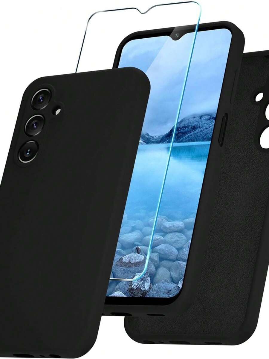 2 In 1 Kit Silicone Case + 3D Glass Film For Samsung A32 4G - 黑色 - 查看 1