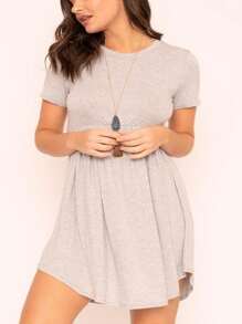 Boho Retro Solid Rayon Cool  Color Mini Dress Short Sleeves Grey Charcoal Olive Navy Small To 3XL Plus Curvy - 灰色 - 查看 3