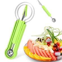 3-In-1 Fruit Ball Digger Stainless Steel Three-Piece Set Of Fruit And Vegetable Carving Ball Separator Fruit Ball Scoop - Green - View 2