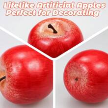 1/6pcs Fake Fruit Artificial Apples, Decorative Fruit Lifelike Faux Apples Realistic Fruits Apple Decorations For Kitchen, Realistic Fake Fruits Party Props Home Decor,Fake Plants