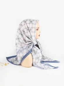 1 Stück Frühlings-/Sommer-bedrucktes, mehrfarbiges, florales Muster 110cm Quadrat Schal Hijab Bandana Haarband Winter Herbst für Frauen Abaya Verschleierte Kleidung