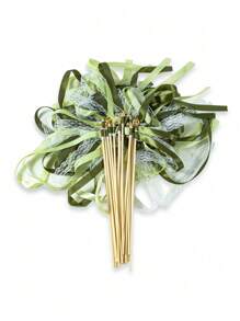 10/20/30pcs Ribbon Wands With Triple Lace Ribbon And Gold Bell Party Wand Party Favors Streamers Ribbon Sticks Magic Fairy Wands For Wedding Decors(Green)