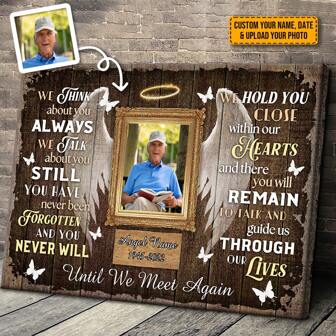 Custom Photo - Until We Meet Again - Personalized Custom Framed Canvas Wall Art In Loving Memorial Of Angel, Sympathy Gift, Valentine Day, Valentine Day Decor Gifts Birthday Graduation