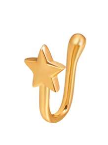 4pcs Non-Piercing Nose Clip Set - Heart, U-Shape Star, Heart, Moon Shaped Nose Clip Nose Ring Nose Jewelry Set - Gold 4-piece Suit - View 5