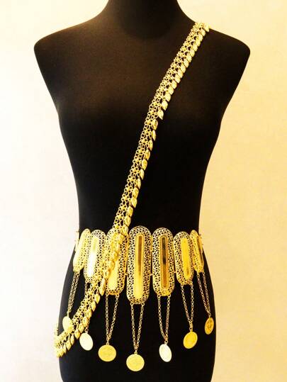 160 cm Lång Kedja Underbart Drop Fringe Halsband Axelkedja Mellanöstern Lyx Brudklänning Axelrem Kroppskedja Damsmycken Fest Semestertillbehör