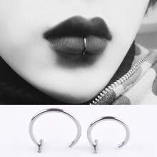 Set Of 6 Pieces Of Fake Piercing For Nose, Lip And Earring In Stainless Steel, No Need For Holes - 銀色 - 查看 4