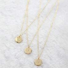 Personalized Disc Necklace Dainty Initial Necklace, Minimalist, Personalized Everyday Disc Necklace, Customized Mother's Gift, Wife Gift - Silver - View 3