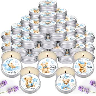 1/10/20 件婴儿淋浴薰衣草香薰蜡烛礼物旅行锡大豆蜡烛香薰蜡烛礼物婴儿淋浴礼物婚礼礼物，复合香味精油（熊）万圣节、幽灵、秋季、节日、节日圣诞节、冬季、节日、节日、房间装饰、礼物