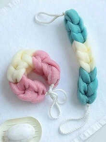 Long Bath Exfoliating Towel, Strong Back Scrubber, Bathing Scrub Pad - Multicolor - View 10