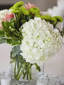 MEHELANY 45支白色绣球花仿真花，带花茎，适用于婚礼中心装饰、家居、花园、婴儿派对、派对用品、花环、新娘捧花、DIY花环、圣诞树装饰、感恩节、万圣节、圣诞节装饰、拱门背景、DIY插花，送给女性和女孩的礼物 - 白色 - 查看 6