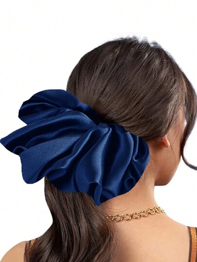 Elastic de păr satinat albastru XL, accesoriu de păr pentru purtare zilnică pentru femei, elastic de păr, elastic de păr, casual