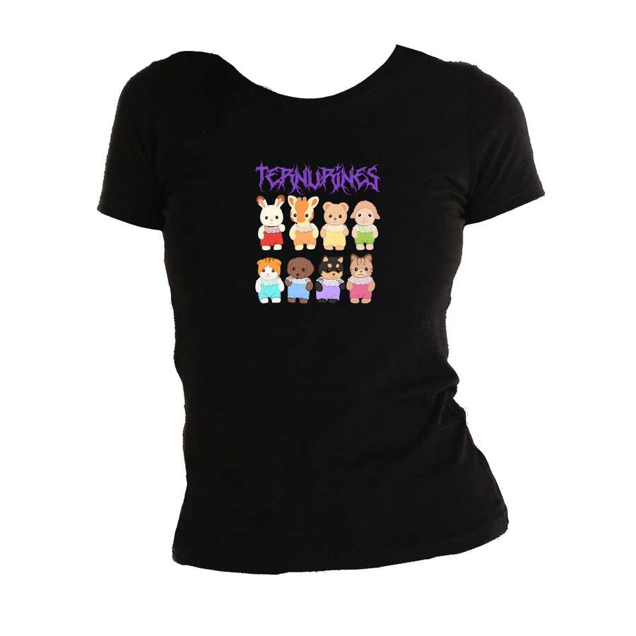Playera UNISEX algodón ternurines animales tiernos ternuritas - Negro - Ver 1