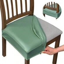1/2/4/6pcs Elastic Chair Seat Cover, PU Leather Waterproof Stool Slipcover, Office/Dining Room Seat Protector