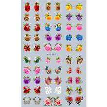 60 Pre-Ready 3D Flower Nail Stickers - Mini Model 01