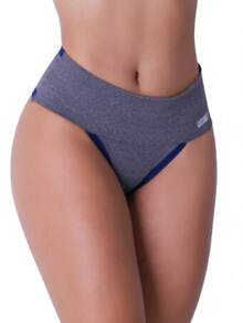Kit 7 High Waist Panties Women's Thong Modeling Double Waistband Cotton Lining - Nhiều màu - Xem 3