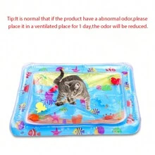 2pcs Thickened Cat Water Sensory Play Mat, Cat Water Play Mat New Upgraded Cat Mat Toy, Suitable For Bored Indoor Cats, Random Ocean Element Pattern Piece Comes With Random Color Inflatable Tube Cat Toys - Multicolor - View 5