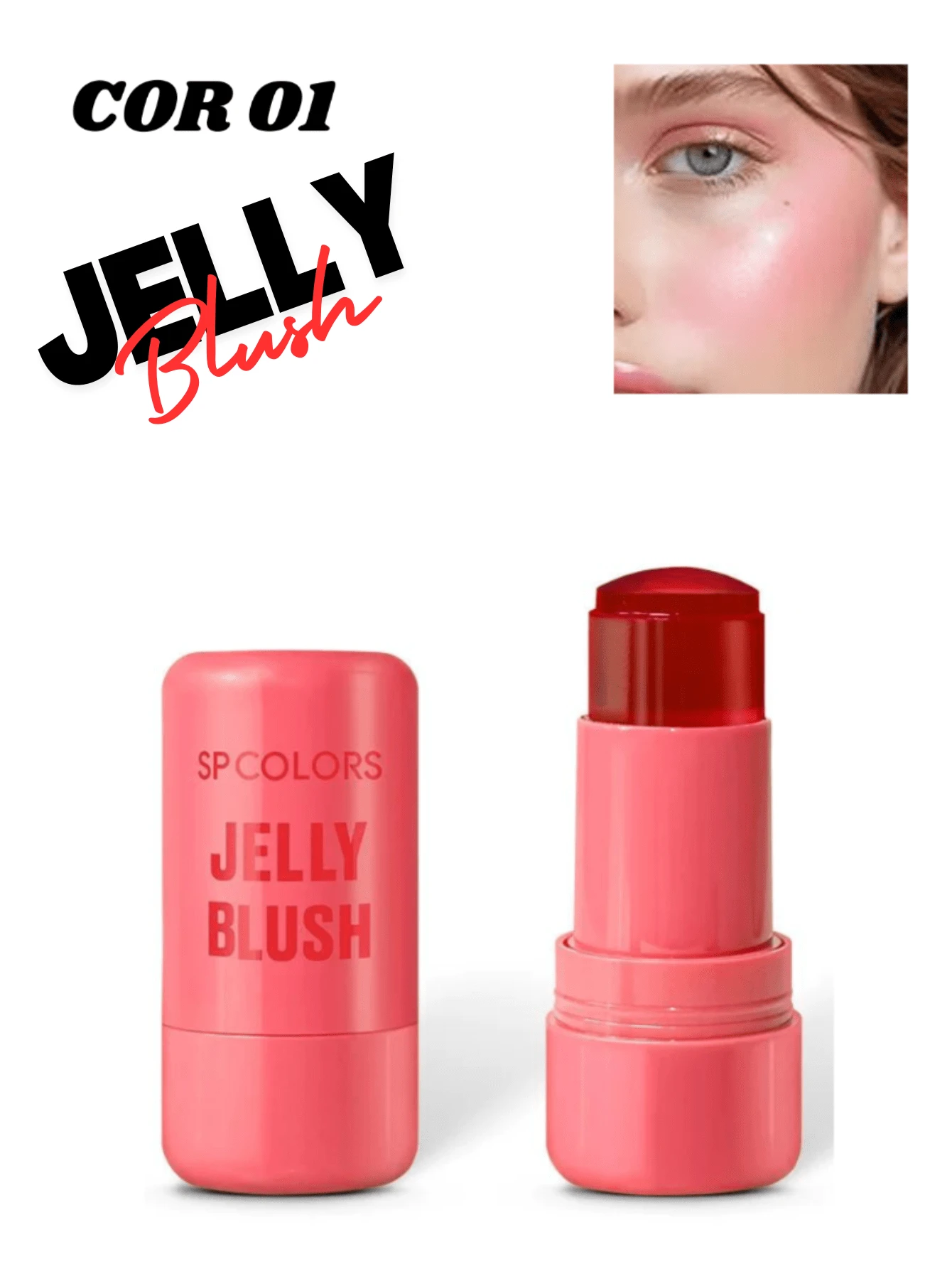 Blush Jelly Enhances Lips And Cheeks Blush Effect, Natural, Gelatinous Texture, Easy To Blend Makeup Sp Colors SP425 - 01 Peach - Übersicht 1