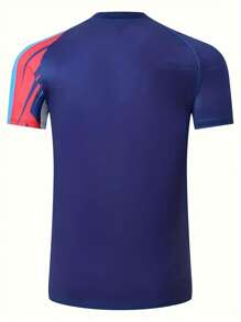 Áo thun thể thao nam nhanh khô kiểu Boyfriend, thích hợp chơi quần vợt, golf, cầu lông, bóng chuyền, bóng bàn, áo phông nhẹ và thoáng khí giúp mát mẻ và thoải mái cả ngày - Xanh đậm - Xem 2