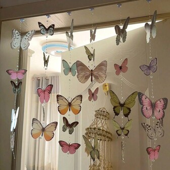 6 件/套手工蝴蝶悬挂式门帘，带人造珍珠，适用于家庭装饰和房间装饰，成品和未成品，家居装饰，房间装饰，墙面装饰