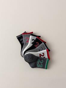 7 đôi/gói Tất trẻ em dễ thương, thoải mái và chống mùi có in số 23, cho tất cả các mùa - Nhiều màu - Xem 7