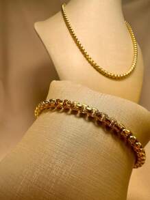 Necklace Kit+Venetian Bracelet Antique Coin 45cm 5mm Female - Gold - View 2