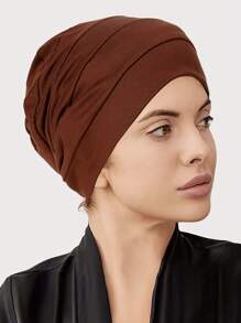 Z.H.A 1 件纯色头巾轻质头巾头巾透气弹性无檐便帽化疗帽 - 多色 - 查看 4