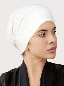 Z.H.A 1 件纯色头巾轻质头巾头巾透气弹性无檐便帽化疗帽 - 多色 - 查看 3