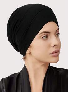 Z.H.A 1 件纯色头巾轻质头巾头巾透气弹性无檐便帽化疗帽 - 多色 - 查看 2