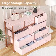 10 Drawers Dresser 55" TV Stand Bedroom Dresser For Living Room Closet Entryway Hallway Pink/Black/Black Willow/ White/Brown - Hồng - Xem 7