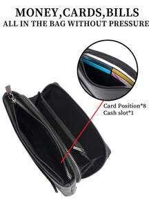 HOVI'S Borsa portafoglio classica in colore unito, vintage, semplice e aziendale, grande capacità, leggera, impermeabile, adatta per uso quotidiano, per cellulare, uomo, studente, viaggio, vacanze, lavaggio, portafogli vintage, borse per San Valentino, borse nere essenziali per le vacanze, borse scolastiche vintage, borse sportive da uomo, portafogli da regalo, borse primavera vintage