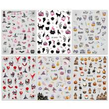 6pcs Halloween Cute Skull, Bat & Pumpkin Cartoon Nail Art Stickers With Classic Elements, 3D Self-Adhesive Nail Decals, Suitable For Women And Girls DIY - Multicolor - View 9