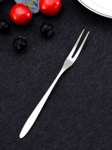 1pc/5pcs/10pcs Stainless Steel Fruit Fork, Dual-Prong Dessert Fork For Cake, Mooncake, Restaurant, Hotel