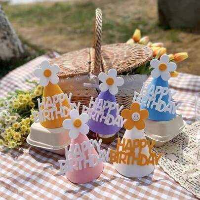 1/5pcs Flower Decorated Party Hats, Minimalist & Practical Multi-Functional