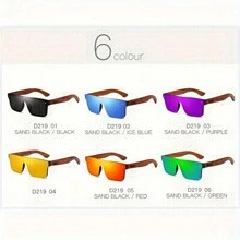 DUBERY Holz Modebrillen für Herren, 6 Farben Modell 219, ohne Box wie auf dem Bild, für Sommer, Strand, Outdoor, Reisen - Verschiedenfarbig - Übersicht 2