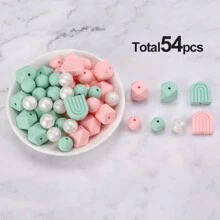 54颗硅胶珠套装。14毫米六边形珠和12/15毫米圆形分隔珠。适用于DIY项链、手链制作以及母婴哺乳项链。适用于手链、珠宝制作的首饰制作套件。 - 彩色 - 查看 11