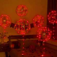 LED Bobo Balloons 10 PACKS,20 Inches With String Lights Helium Style Glow Clear Balloons For Christmas Wedding Birthday Valentines Day Halloween Party Supplies Decorations (Red) - Đỏ - Xem 8