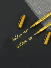 1pc/Multi-Piece Metal Craft Pens Pens.School Supplies.Markers.Pen.School Stuff.Stationery.Highlighters For SchoolGold And Silver Signature Pens, Art Markers Student Stationery. Signed Greeting Cards DIY Photo Album Marking Metal Pen Back To School