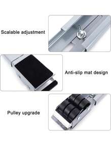 Soporte Base Con Ruedas Ajustable para Mover Electrodomésticos lavadoras, refrigeradores - Plateado - Ver 6