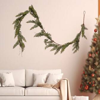 Christmas -3 M /9 Inches - Artificial Cedar Artificial Vine Decoration - Suitable For Christmas Holiday Decoration Theme Party, Green Leaf Wreath, Christmas Wreath, Artificial Vine Wreath, Christmas Vine, Family Christmas Tabletop Wall Decoration Home Decor Christmas Decorations Room Decor