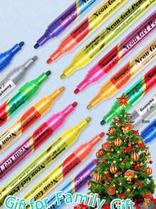 Bộ 8 bút gel nhũ dùng cho thiệp chúc mừng, nhật ký, nghệ thuật làm móng, bút dạ neon, bút dạ vẽ đầu cứng 3mm, có thể pha trộn, tô nhiều lớp màu - Nhiều màu - Xem 4