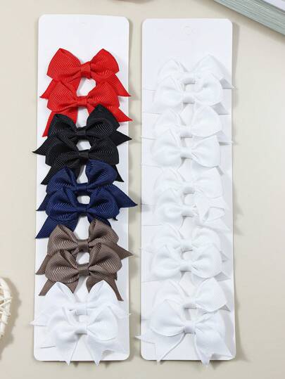 10pcs/20pcs Girls Small/Medium/Large Bowknot Hair Clips, School/Daily Wear