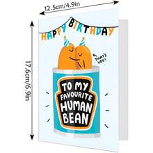 1pc Fun Birthday Card For Her/Him, "My Favorite Human Bean" Birthday Card, The Perfect Gift For Mom, Dad, Girlfriend, Wife, Husband,Christmas - Multicolor - View 2