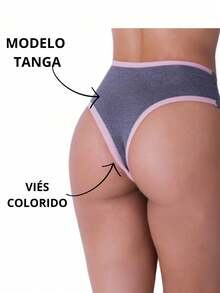 Kit 7 High Waist Panties Women's Thong Modeling Double Waistband Cotton Lining - Nhiều màu - Xem 8