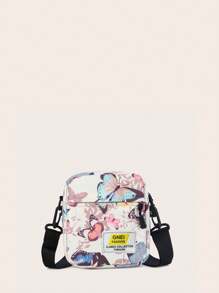 Mini Butterfly Graphic Crossbody Bag - Multicolor - View 1