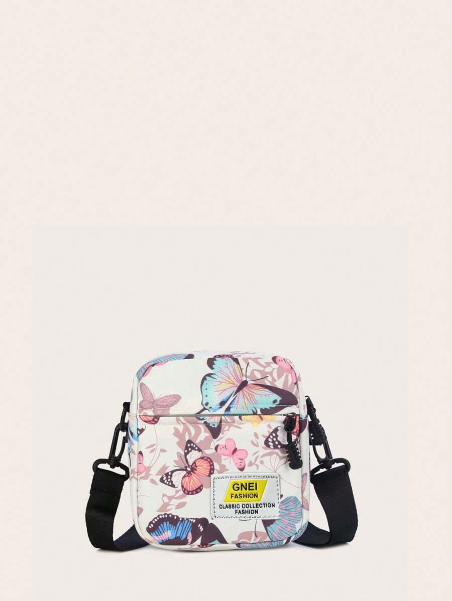 Mini Butterfly Graphic Crossbody Bag - Multicolor - View 1